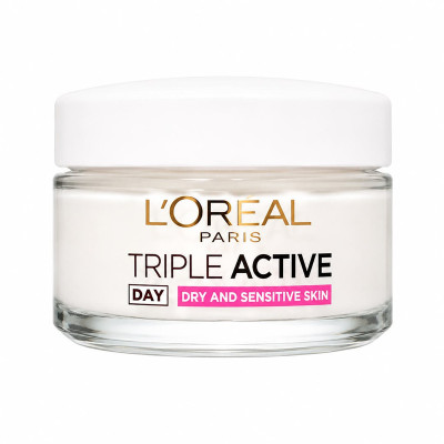 کرم ضد چروک روز لورآل مدل Triple Active Dry Sensitive مناسب برای پوست خشک حجم 50 میلی لیتر
