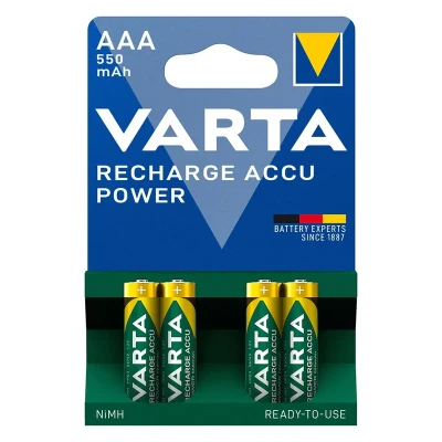 باتری نیم قلمی قابل شارژ وارتا مدل accus 550 بسته چهار عددی