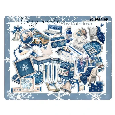 برچسب طرح برش خورده بولت ژورنال مدل Cozy Winter بسته 35 عددی