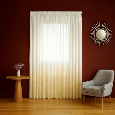 پرده تیکو دکو مدل دوخت ساده حریر ژورژت طلا کوب سایز 280*300 سانتی‌متر