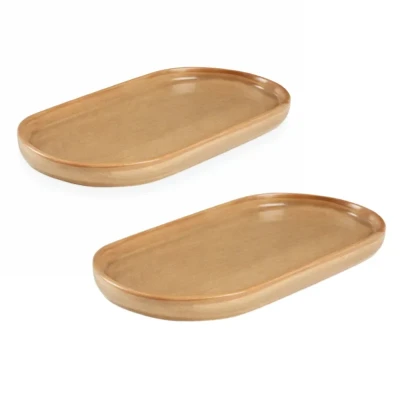 رولت‌خوری بیضی بی‌وی‌کی مدل گلکسی TP453248 چینی 24×12×2 سانتی‌متر، مناسب سرو رولت و خوراکی‌های باریک، شستشوی دستی، مجموعه 2 عددی