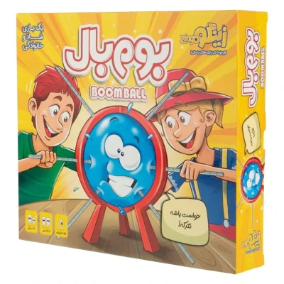 بازی فکری بوردگیم بوم بال مدل Boom Ball رقابتی شانس و تاس، مناسب 2 تا 6 نفر، رده سنی 6 سال به بالا، درجه سختی آسان، مدت زمان کمتر از 30 دقیقه، شامل تاس، پایه، میله و بادکنک رنگی