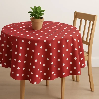 رومیزی مدل خال خال دایره کد 04 سایز 145x145 سانتی‌متر
