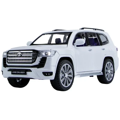 ماکت ماشین فلزی شاسی‌بلند تویوتا لندکروز ناب سل مدل land Cruiser VX با مقیاس 1:24، چراغ LED جلو و عقب، صدای موتور شبیه‌سازی شده، مکانیزم عقب‌کش، درب‌های بازشونده از بغل و بالا، رینگ و تایر لاستیکی