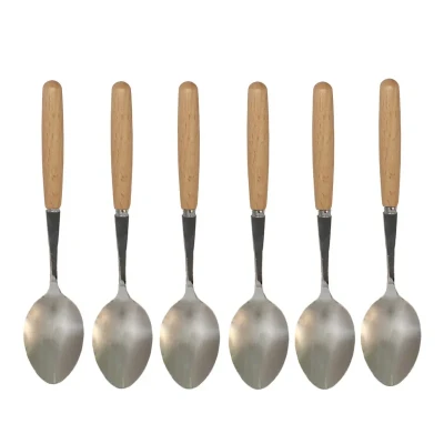 قاشق چای خوری طرح چوبی بسته 6 عددی