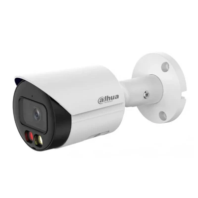 دوربین مداربسته بولت داهوا مدل DH-IPC-HFW2449S-S-LED 4 مگاپیکسل با لنز ثابت 2.8 و 3.6 میلی‌متری، دیددرشب رنگی 30 متر، میکروفن داخلی، پشتیبانی از کارت حافظه 256 گیگ، استاندارد حفاظتی IP67، فناوری WDR، HLC، BLC، Smart Motion Detection و POE