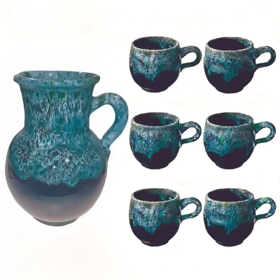 سرویس پارچ و لیوان 7 پارچه مدل شره ای
