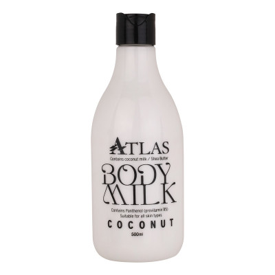شیر بدن اطلس مدل Coconut مناسب انواع پوست حجم 500 میلی لیتر