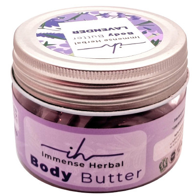 کره بدن طبیعی ایمنس هربال مدل VIP_LAVENDER حجم 155 میلی‌لیتر با عصاره لوندر، مرطوب‌کننده قوی، روشن‌کننده پوست، ضد خشکی و اگزما، حاوی کره کاکائو، شی باتر، روغن جوجوبا و موم زنبور عسل، مناسب انواع پوست