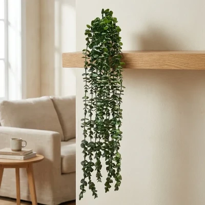 دسته گل مصنوعی شمشاد آویز، ابعاد 60×10×60 سانتی‌متر، وزن 130 گرم، جنس پلاستیک