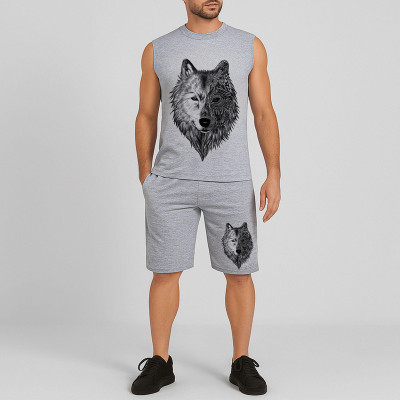 ست تاپ و شلوارک مردانه مدل wolf A05