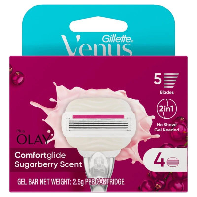 تیغ یدک ژیلت مدل Venus Olay Comfortglide Sugarberry بسته 4 عددی
