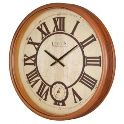 ساعت دیواری عقربه‌ای با نشانگر رومی لوتوس مدل W-151-NEW-ATLANTA-WALNUT