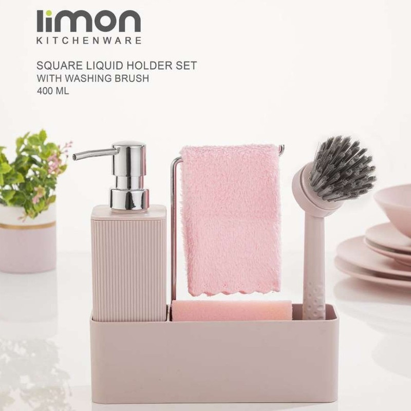 پمپ مایع ظرفشویی رومیزی لیمون مدل استند دار همراه فرچه کد HS2125