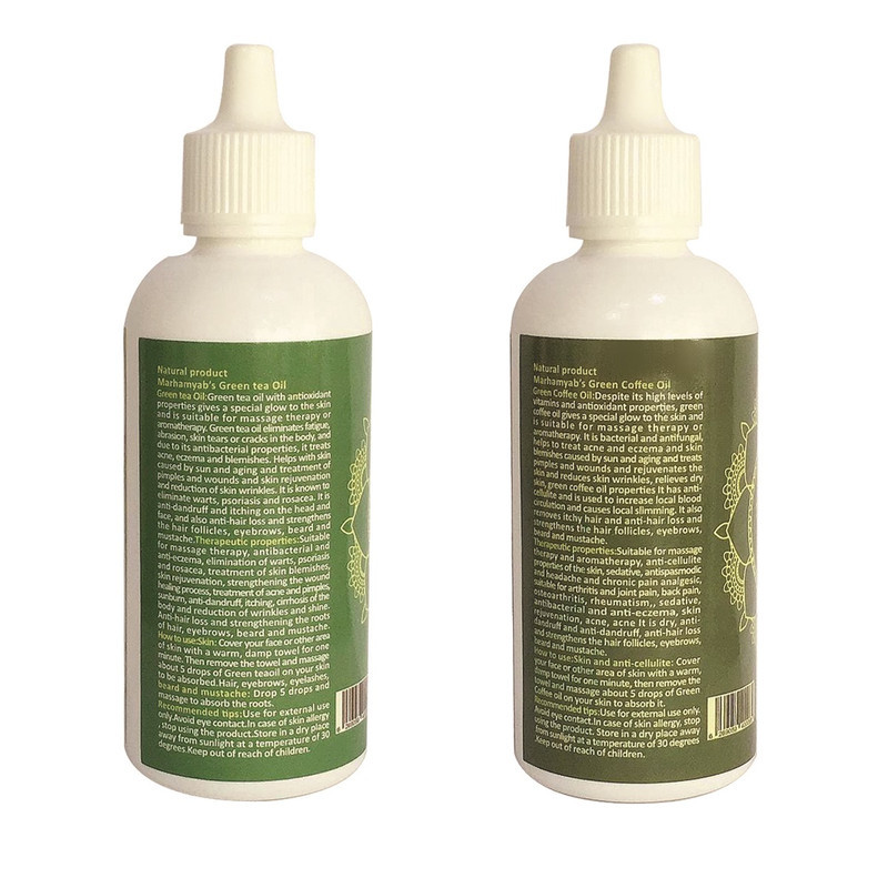 روغن تقویت کننده مو، مژه و ابرو مرهم یاب مدل قهوه سبز و چای سبز حجم 80 میلی لیتر مجموعه 2 عددی