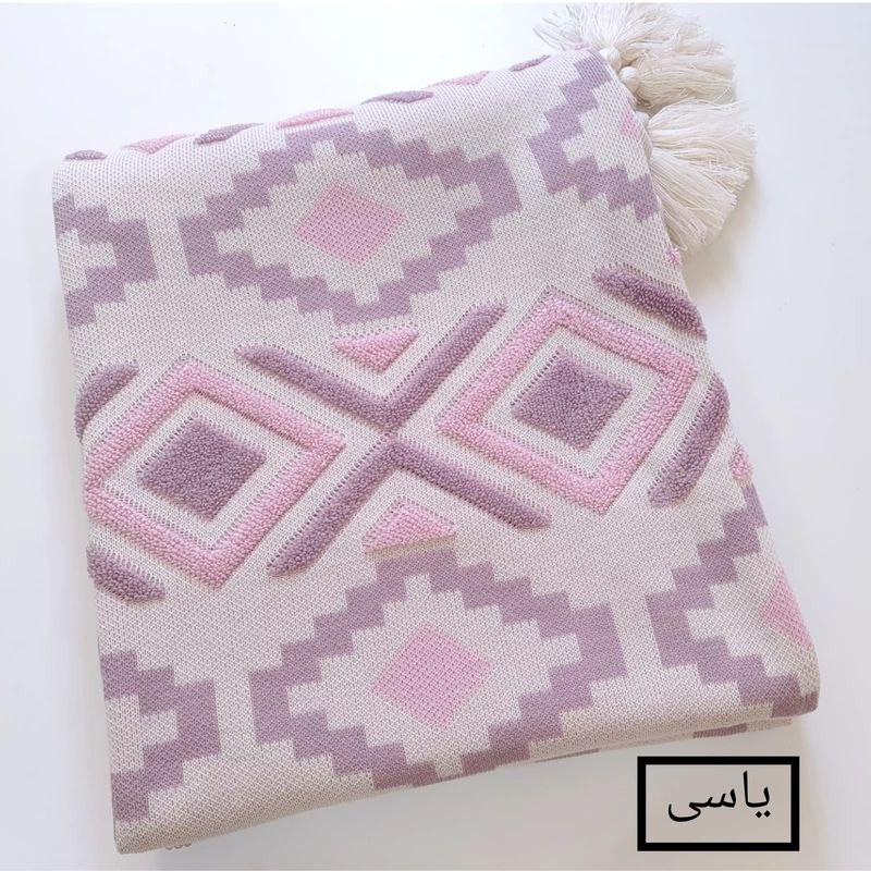 شال مبل و تخت مدل پانچدوزی سایز 142×175 سانتیمتر
