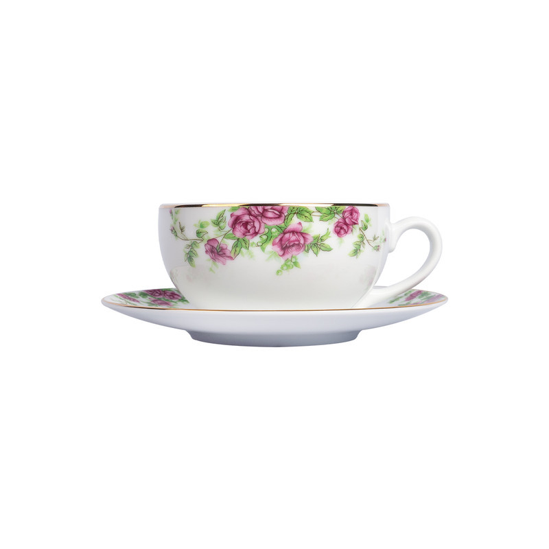 ست فنجان و نعلبکی 12 پارچه 6 نفره چینی زرین ایران مدل کاپوچینو ایتالیا اف 10 بیدگل درجه یک
