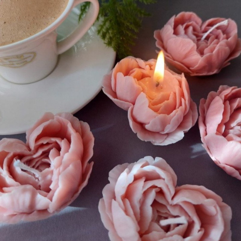 شمع دست ساز مدل رز قلبی مجموعه دو عددی