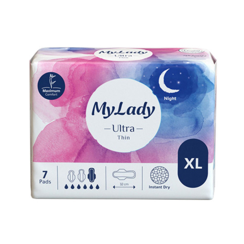نوار بهداشتی بالدار نازک روز و شب مای لیدی مدل Instant Dry سایز خیلی بزرگ چهار بسته 7 عددی
