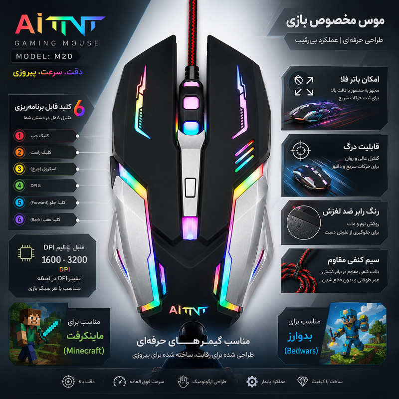 ماوس گیمینگ آی تی ان تی مدل X60-RGB