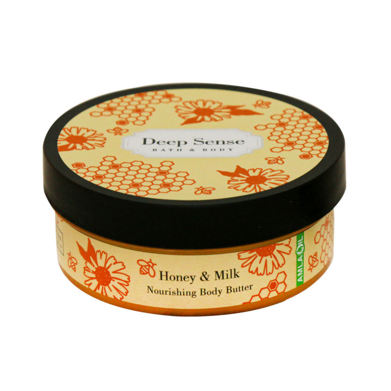 کره بدن دیپ سنس مدل Honey حجم 200 میلی‌لیتر مغذی و آبرسان قوی با کره شی، روغن نارگیل و آملا، ضد خشکی و نرم‌کننده پوست با جذب سریع و حفظ رطوبت طولانی‌مدت مناسب بانوان