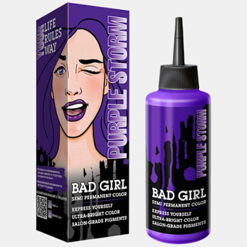 ماسک مو رنگساژ بد گرل مدل PURPLE STORM حجم 100 میلی لیتر رنگ بنفش
