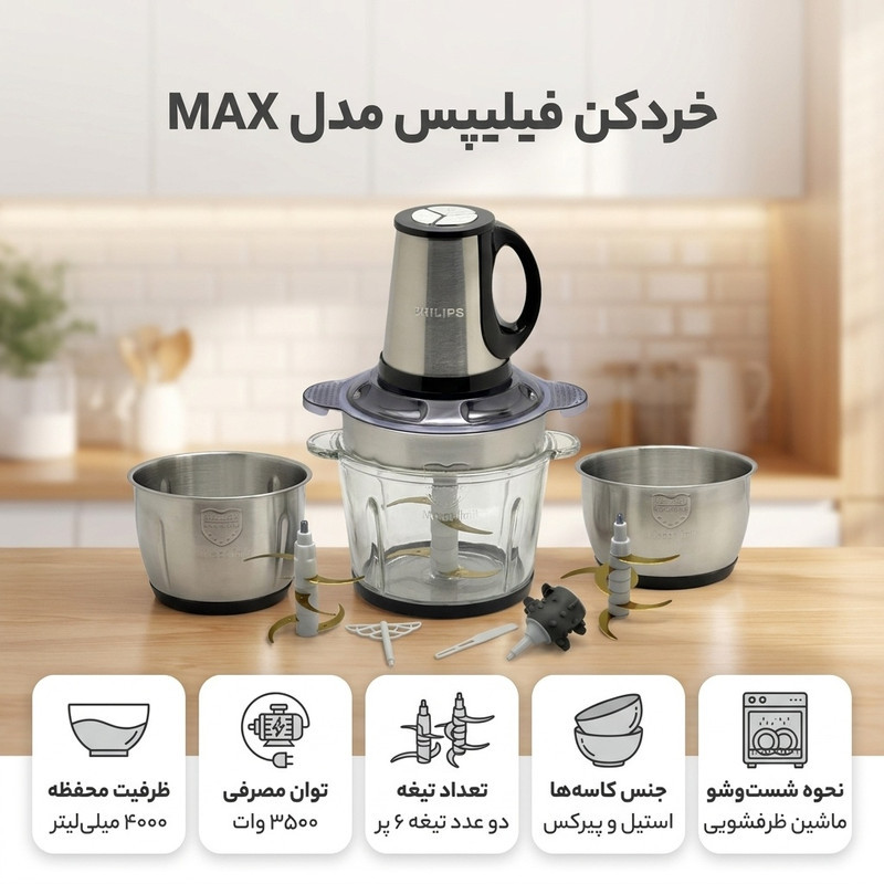 خردکن 4000 میلی‌لیتر فیلیپس مدل MAX
