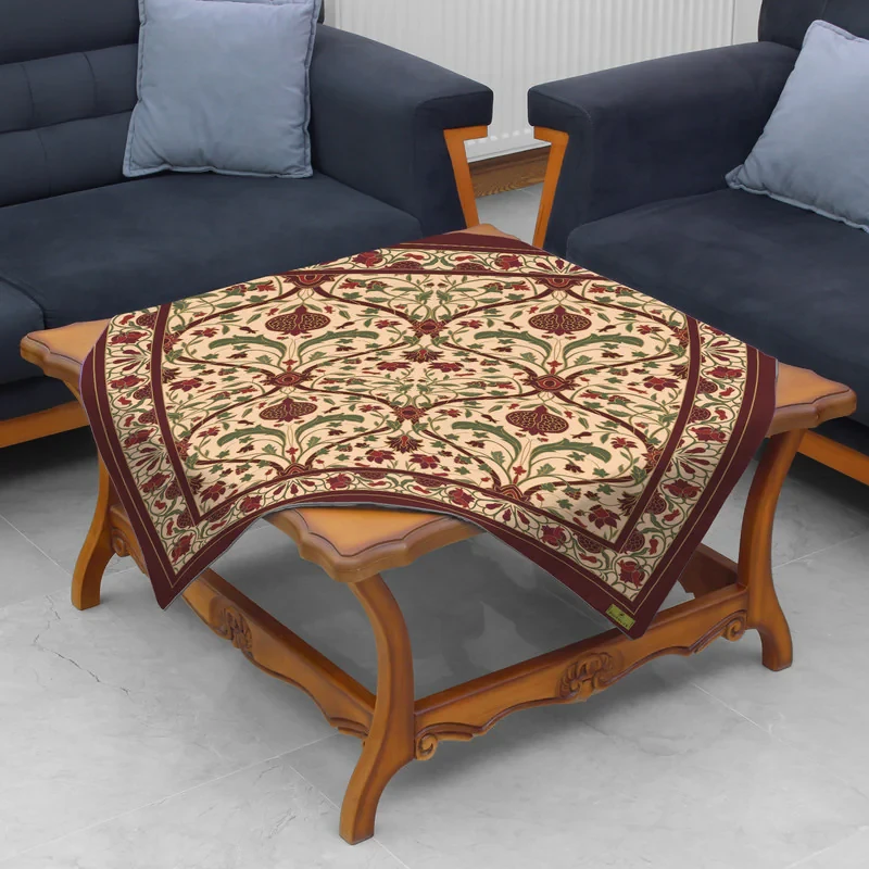 رومیزی ریحانلوکس مدل شکوفه انار کد RH130 سایز 97x97 سانتی‌متر