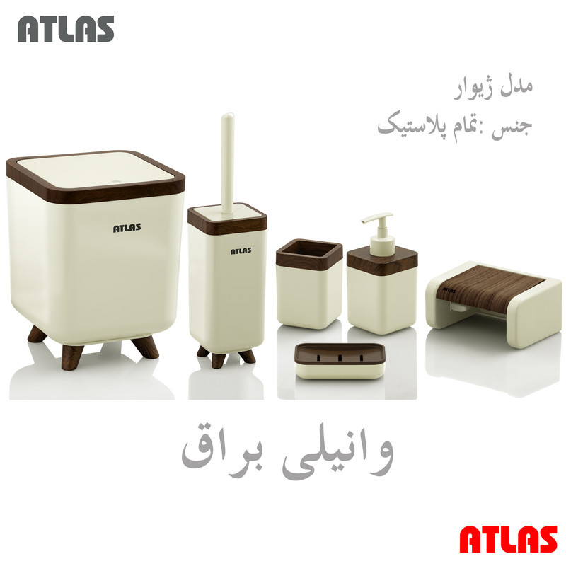 ست سرویس بهداشتی 6 تکه اطلس مدل چوب ژیوار