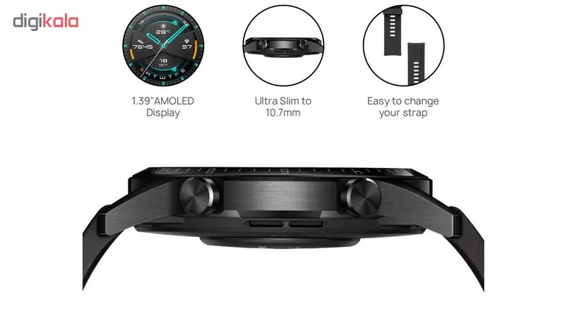 ساعت هوشمند هوآوی مدل WATCH GT 2 LTN-B19 46 mm بند لاستیکی