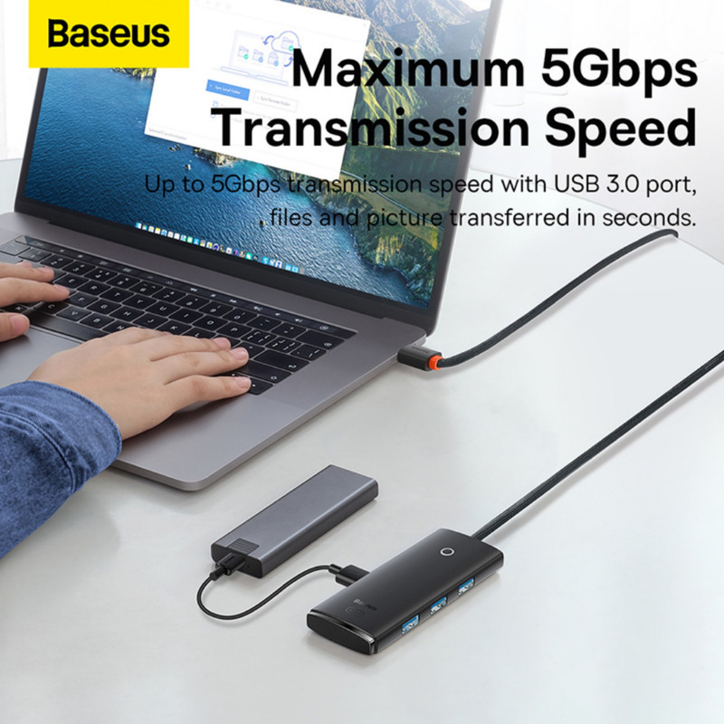 هاب 4 پورت USB -C باسئوس مدل Lite Series - WKQX03040 1m