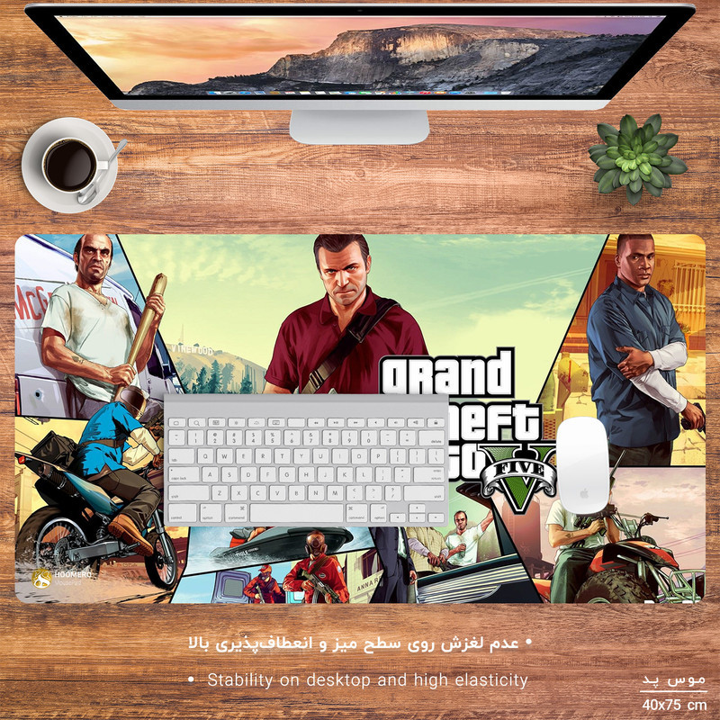 ماوس پد مخصوص بازی هومرو مدل MX215 طرح بازی جی تی ای GTA V