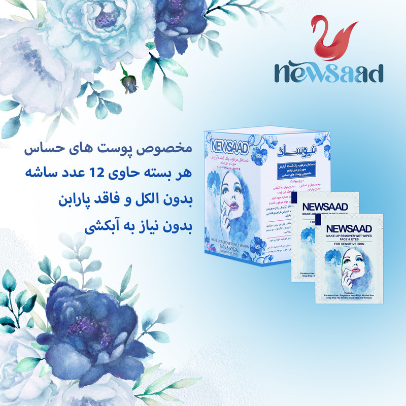 دستمال مرطوب نیوساد مدل Mak-BL ده بسته 12 عددی