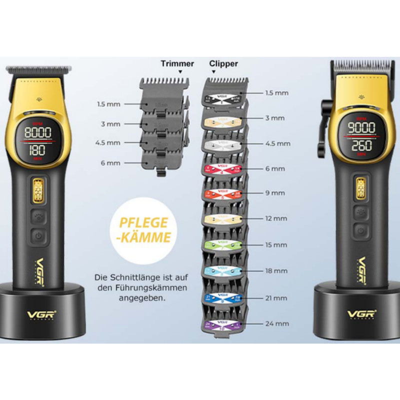 ماشین اصلاح موی سر و صورت شارژی وی جی ار مدل V-885 S2 مجموعه 2 عددی