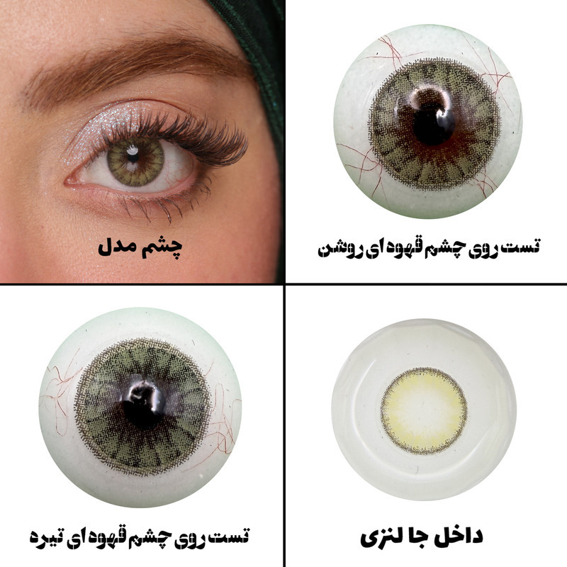 لنز چشم رویال ویژن مدل ِDESERT DREAM کد 20 رنگ سبز عسلی طبیعی دور دار