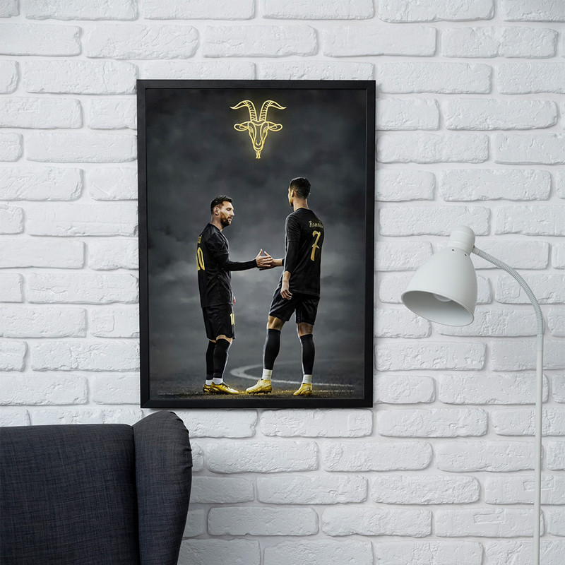 تابلو مدل دیواری طرح رونالدو و مسی Ronaldo and Messi کد FD497
