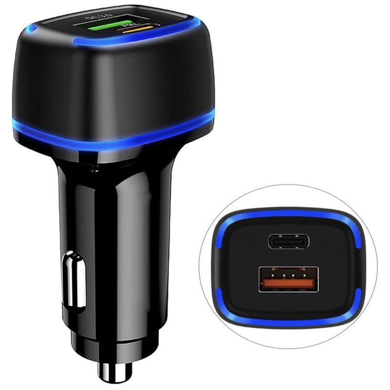 شارژر فندکی 60 وات دو پورت فرست یو مدل F022 به همراه کابل USB-C