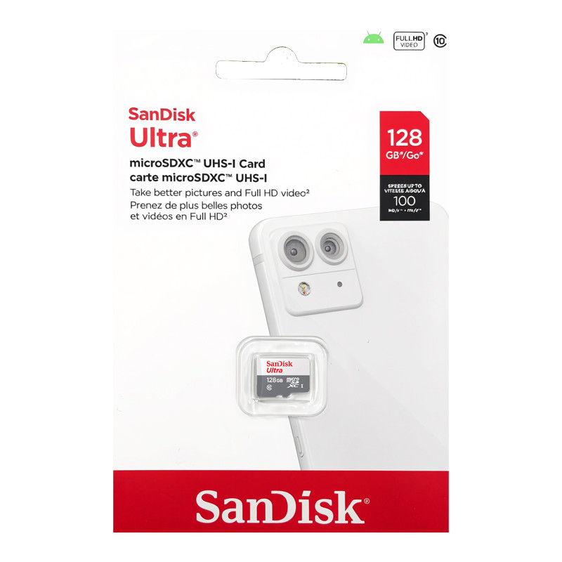 کارت حافظه microSDXC سن دیسک مدل Ultra کلاس 10 استاندارد UHS-I U1 سرعت 100MBps ظرفیت 128 گیگابایت