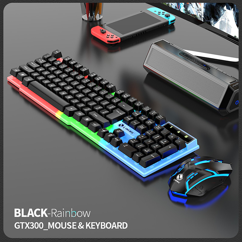 کیبورد و ماوس گیمینگ لایماید مدل GTX300-PINK VERSION، سوییچ ممبران، Full-Size، نورپردازی LED RGB