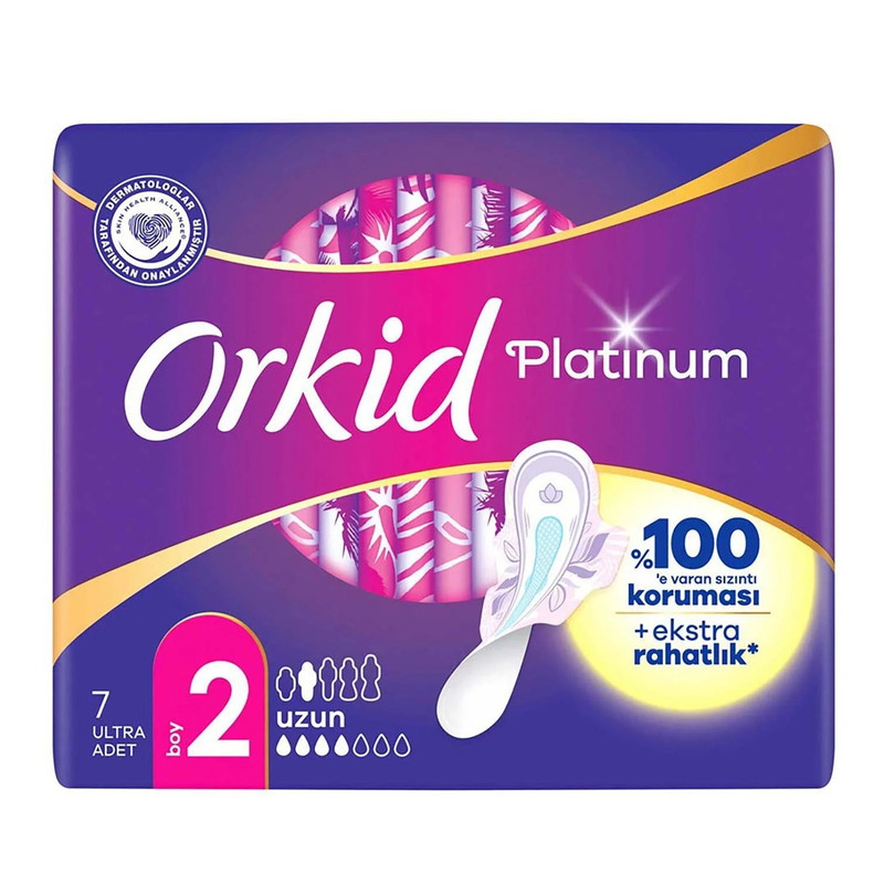 نوار بهداشتی بالدار مشبک نازک ضد حساسیت روز اورکید مدل Platinum با جذب متوسط سایز 2 بسته 7 عددی