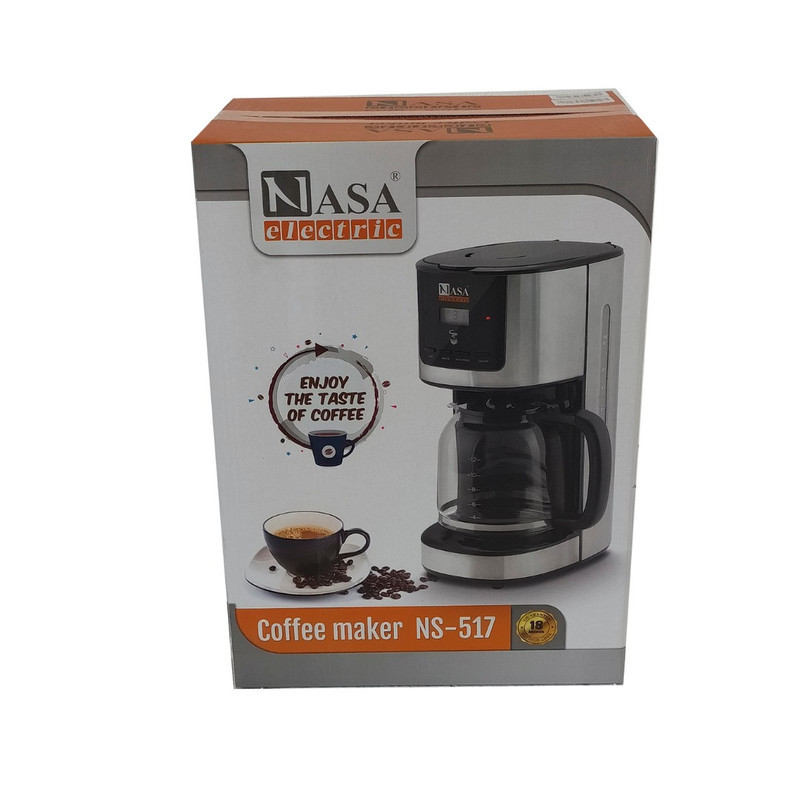 قهوه‌ساز ناسا الکتریک مدل NS-517 با فیلتر استیل ضد زنگ، دارای تایمر و صفحه گرم نگهدارنده قهوه
