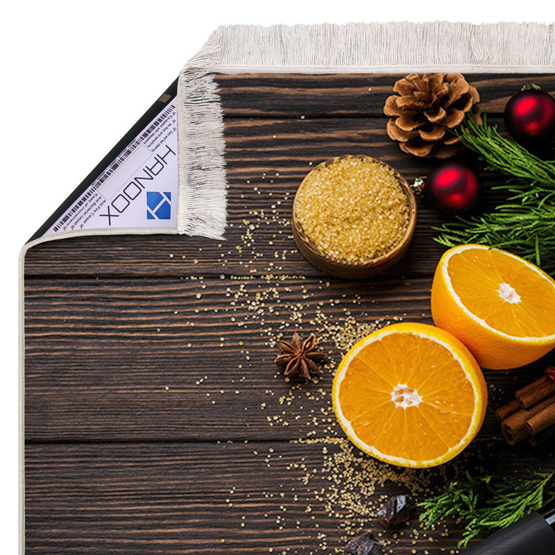 فرش ماشینی هانوکس مدل مدرن طرح چوب و پرتقال کد AHC-888-1