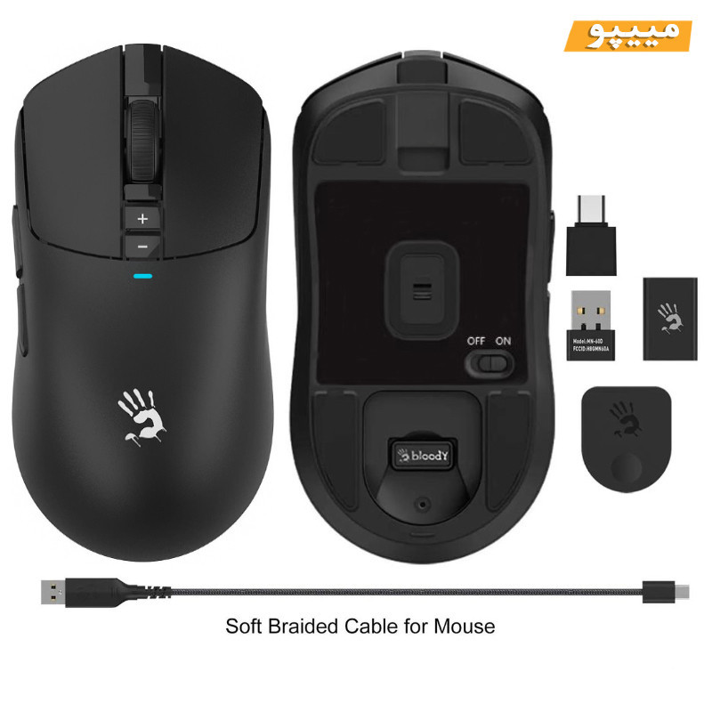 ماوس گیمینگ دوگانه بی‌سیم و باسیم بلادی مدل R_72_ULTRA_DUAL