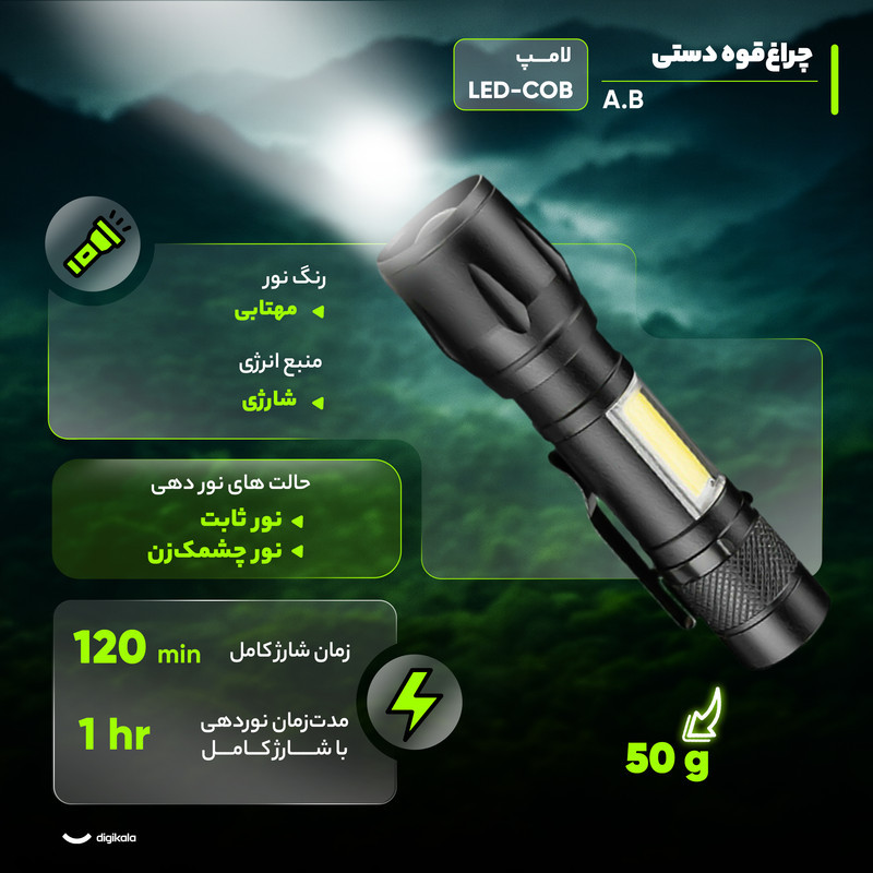 چراغ قوه شارژی مدل A.B