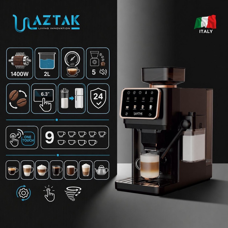 اسپرسو ساز 2000 میلی‌لیتر آزتک مدل A-8102