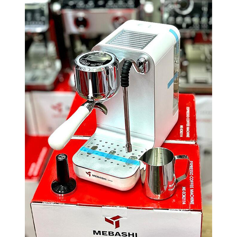 اسپرسوساز مباشی مدل ME-ECM 2114، با مصرف پودر قهوه، مناسب تهیه اسپرسو و کاپوچینو، دارای 1 عدد نازل قهوه، تنظیم دما، سینی چکه‌گیر، سیستم گرم کردن فنجان