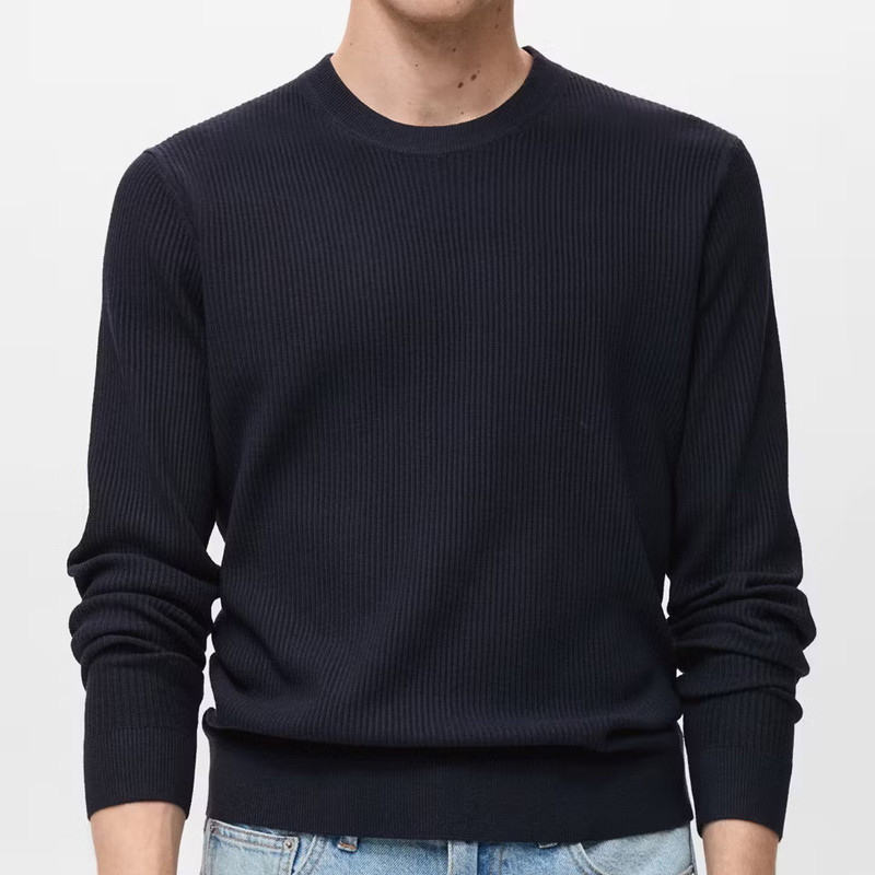 پلیور یقه گرد مردانه مانگو مدل REGULAR FIT COTTON