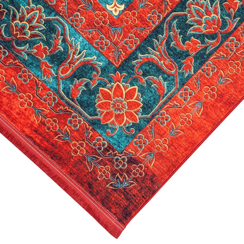 فرش ماشینی 1200 شانه محتشم زمینه لاکی حاشیه لاکی کد 25TT0080