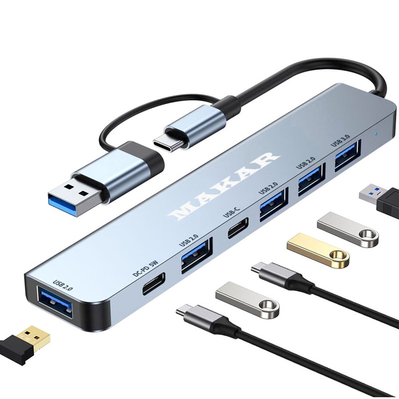 هاب 7 پورت USB 2.0 و USB 3.0 ماکار مدل 7in1 MK-HU243