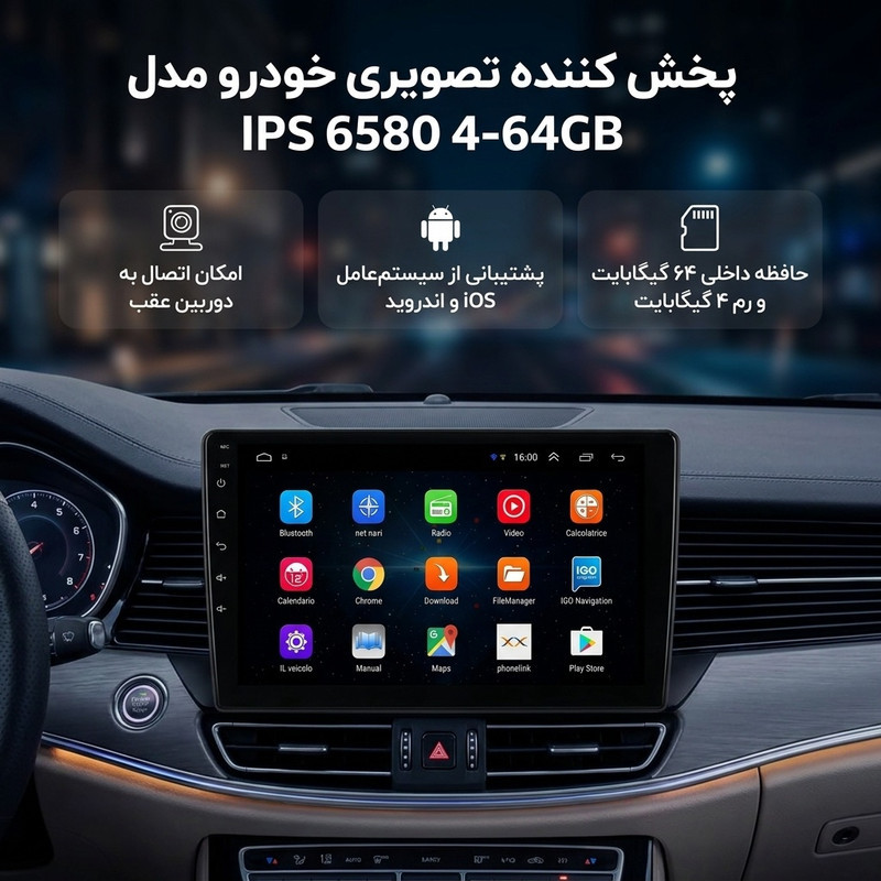 پخش کننده تصویری خودرو مدل IPS 6580 4-64GB